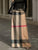 High Waisted Loose Printed Split-Joint Striped Long Skirts Skirts