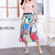 Brand Summer Pleated Skirts Womens Fashion European Cartoon Print Mid-Calf High Waisted Quality Skirt Jupe Femme