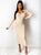 Autumn V Neck Long Sleeve Midi Dress