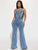 Sexy Sleeveless Denim Wide Leg Jumpsuits