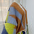 Contrast Color Geometric Pattern Mohair Fringe Shawl