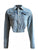 Irregular Cut Outs Denim Cropped Jackets