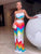 Colorblock Hollow Out Backless Maxi Dress