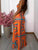 Colorblock Hollow Out Backless Maxi Dress