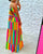 Robe Maxi Dos Nu à Rayures Arc-en-Ciel