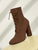 Cuccoo Everyday Collection Women Shoes Knit Detail Fashion Point Toe Lace-Up Front Chunky Brown Sock Boots