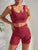 Yoga Basic 2pcs Seamless Yoga Set Sports Suit Ribbed Knit Tank Wide Waistband Tummy Control Shorts