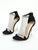 Women's Fashionable Round Toe High Heels With Decorative Buckle, Silver Beaded Ankle Strap Back Zipper Sandals