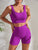 Yoga Basic 2pcs Seamless Yoga Set Sports Suit Ribbed Knit Tank Wide Waistband Tummy Control Shorts