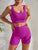 Yoga Basic 2pcs Seamless Yoga Set Sports Suit Ribbed Knit Tank Wide Waistband Tummy Control Shorts