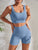 Yoga Basic 2pcs Seamless Yoga Set Sports Suit Ribbed Knit Tank Wide Waistband Tummy Control Shorts