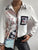 Women's Button-front Shirt With Pockets And Illustration Print