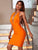 Women's Solid Color Irregular Shoulder Sexy Bodycon Dress