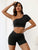 Yoga Basic 2pcs Seamless Yoga Set Sports Suit Ribbed Knit Tank Wide Waistband Tummy Control Shorts