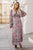 Floral Print Deep V Neck Ruched Cinched Waist Maxi Dress