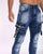 Printed Webbing Workwear Slim Fit Blue Jeans