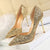 868-8 Latest Design Nightclub High Heel Side Hollow Out Sequin Heels For Ladies Pointed Toe Shiny Wedding Shoes