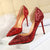 868-8 Latest Design Nightclub High Heel Side Hollow Out Sequin Heels For Ladies Pointed Toe Shiny Wedding Shoes