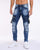 Printed Webbing Workwear Slim Fit Blue Jeans