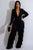 Patchwork Fringe Deep V Neck Long Sleeve Jumpsuits