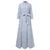 Women 100% Cotton Classical Striped Print Lapel Button Front Lace-Up Casual Shirt Dress