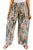 Floral Print Shirred High Waist Wide Leg Casual Pants