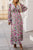 Floral Print Deep V Neck Ruched Cinched Waist Maxi Dress