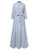 Women 100% Cotton Classical Striped Print Lapel Button Front Lace-Up Casual Shirt Dress