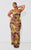 Plus Multi Printed Plisse Cowl Neck Maxi Dress